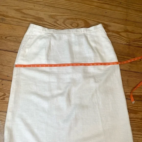 L.L. Bean Linen Classic Fit Straight Midi Skirt Size 18 Reg White A Line Basic - Picture 14 of 16